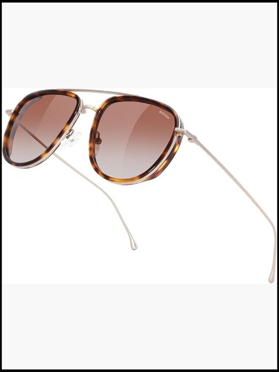 Acetate & Metal Aviator Polarized UV Protection Sunglasses main image 5
